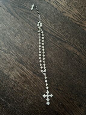 Dolce & Gabbana stunning silver jeweled crystal rosary necklace, authentic